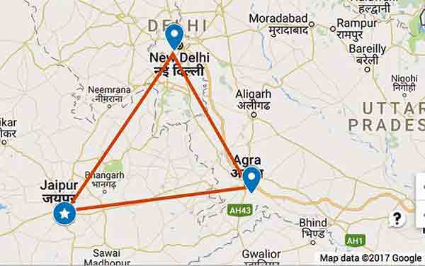 Golden Triangle India map