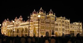 The Mysore Palace all lit up