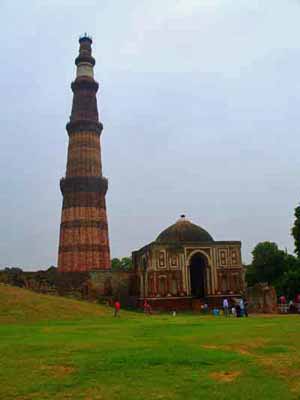 Qutub Minar is the world's tallest free-standing brick minaret or tower at 72.5 meters (238 ft) tall